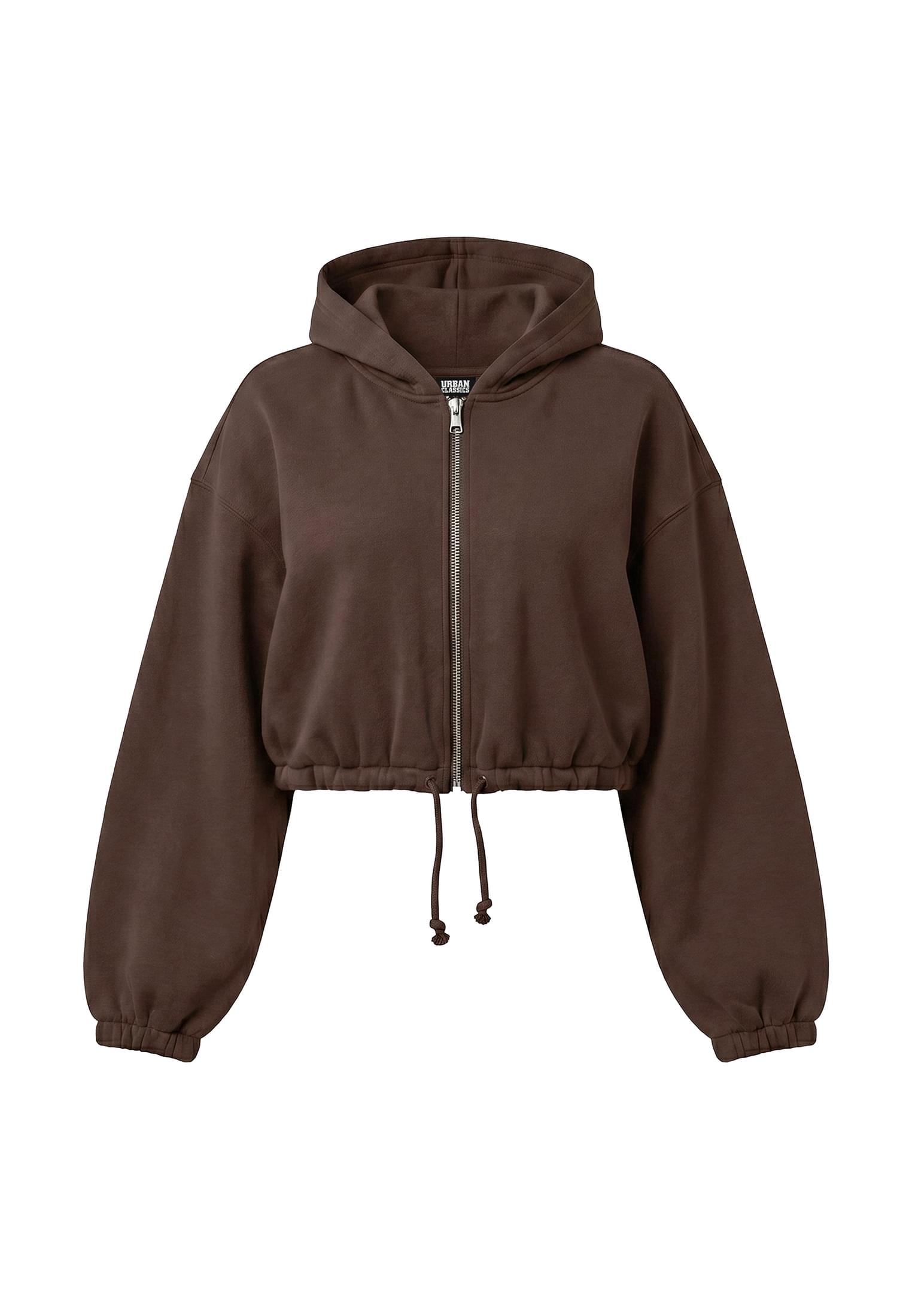 Urban Classics Felpa con cappuccio Fluffy Cropped Zip chocolatebrown