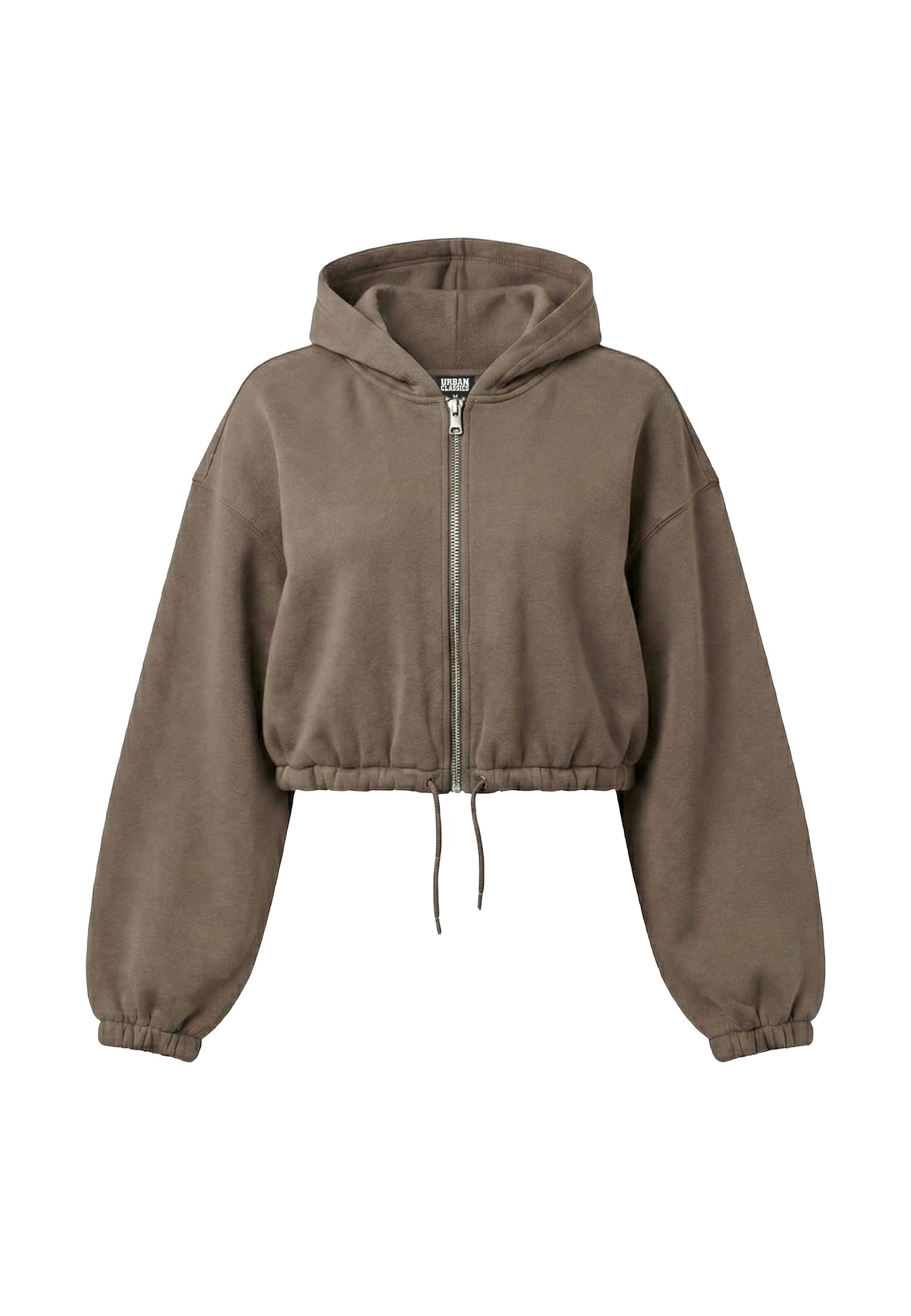 Urban Classics Felpa con cappuccio Fluffy Cropped Zip deeptaupe