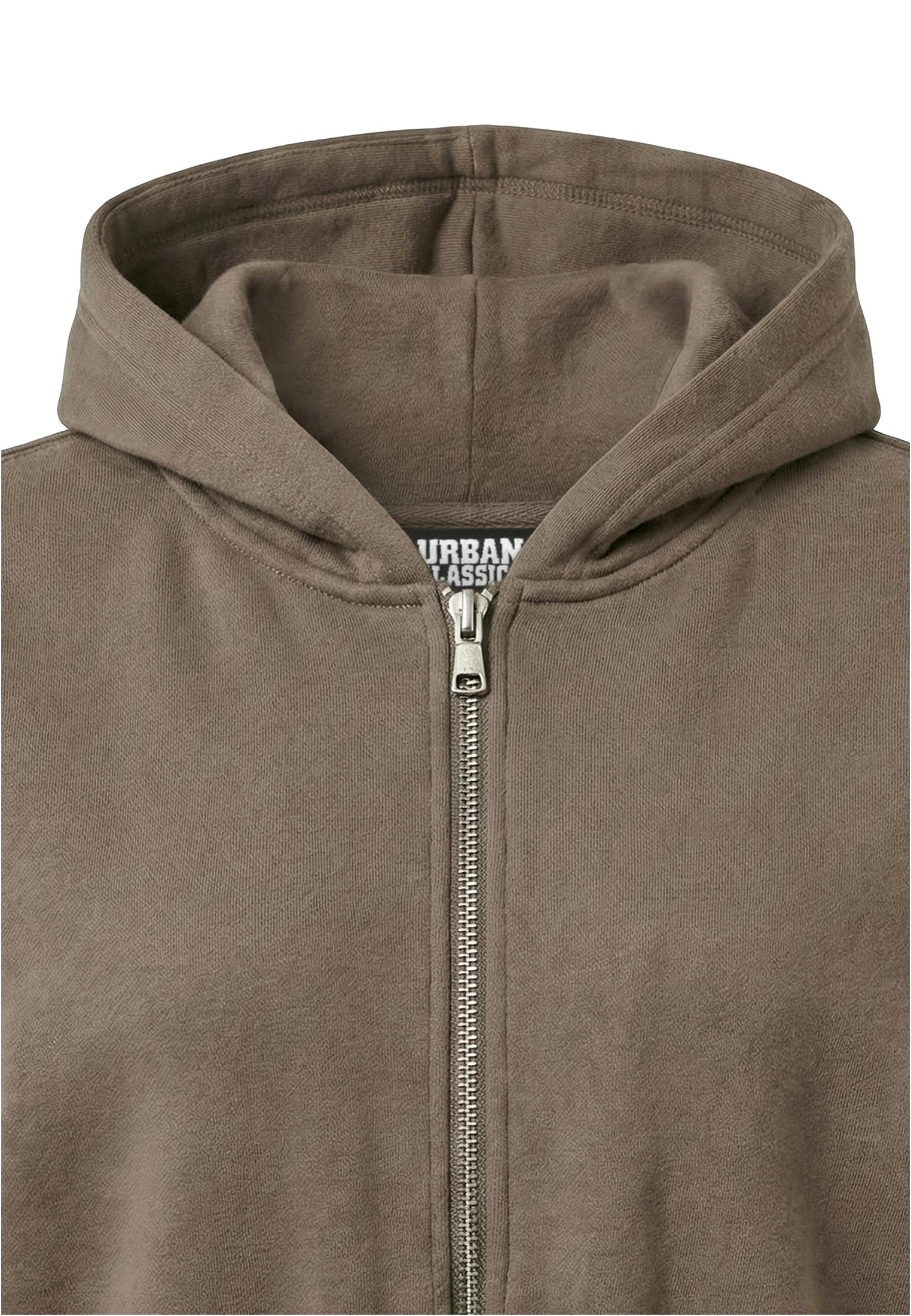 Urban Classics Felpa con cappuccio Fluffy Cropped Zip deeptaupe