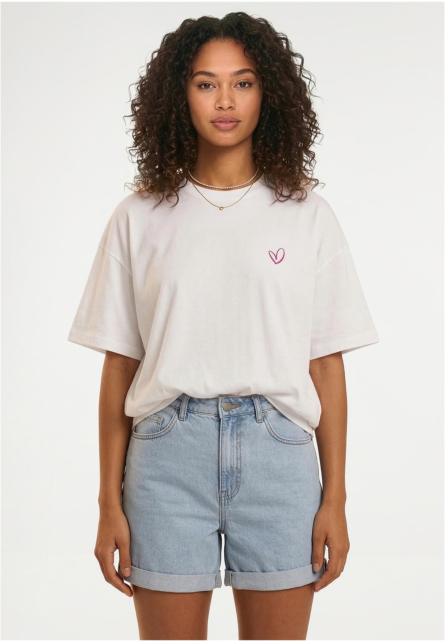 UC Ladies Maglietta Urban Classics Rainbow Heart Logo Loose