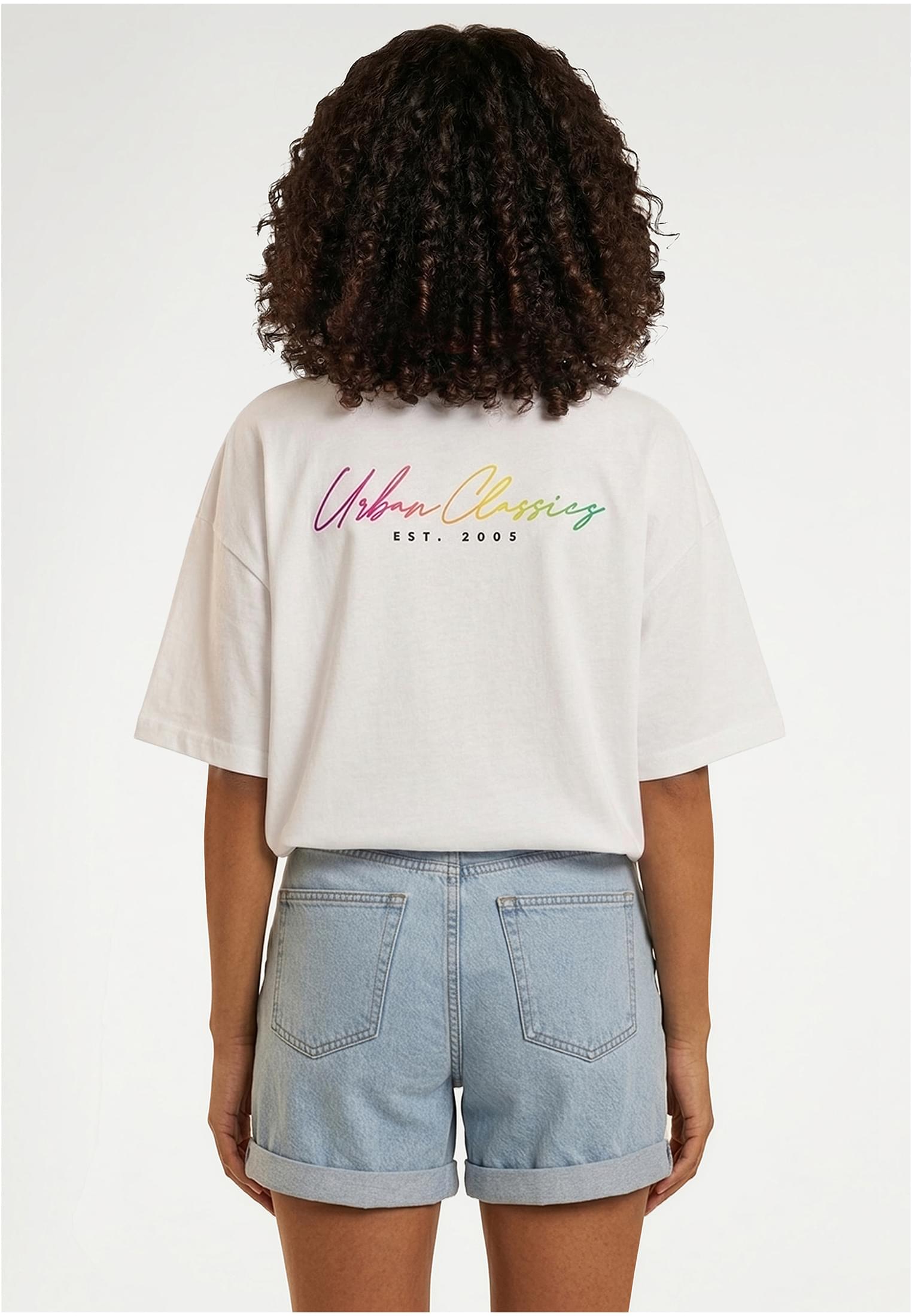 UC Ladies Maglietta Urban Classics Rainbow Heart Logo Loose