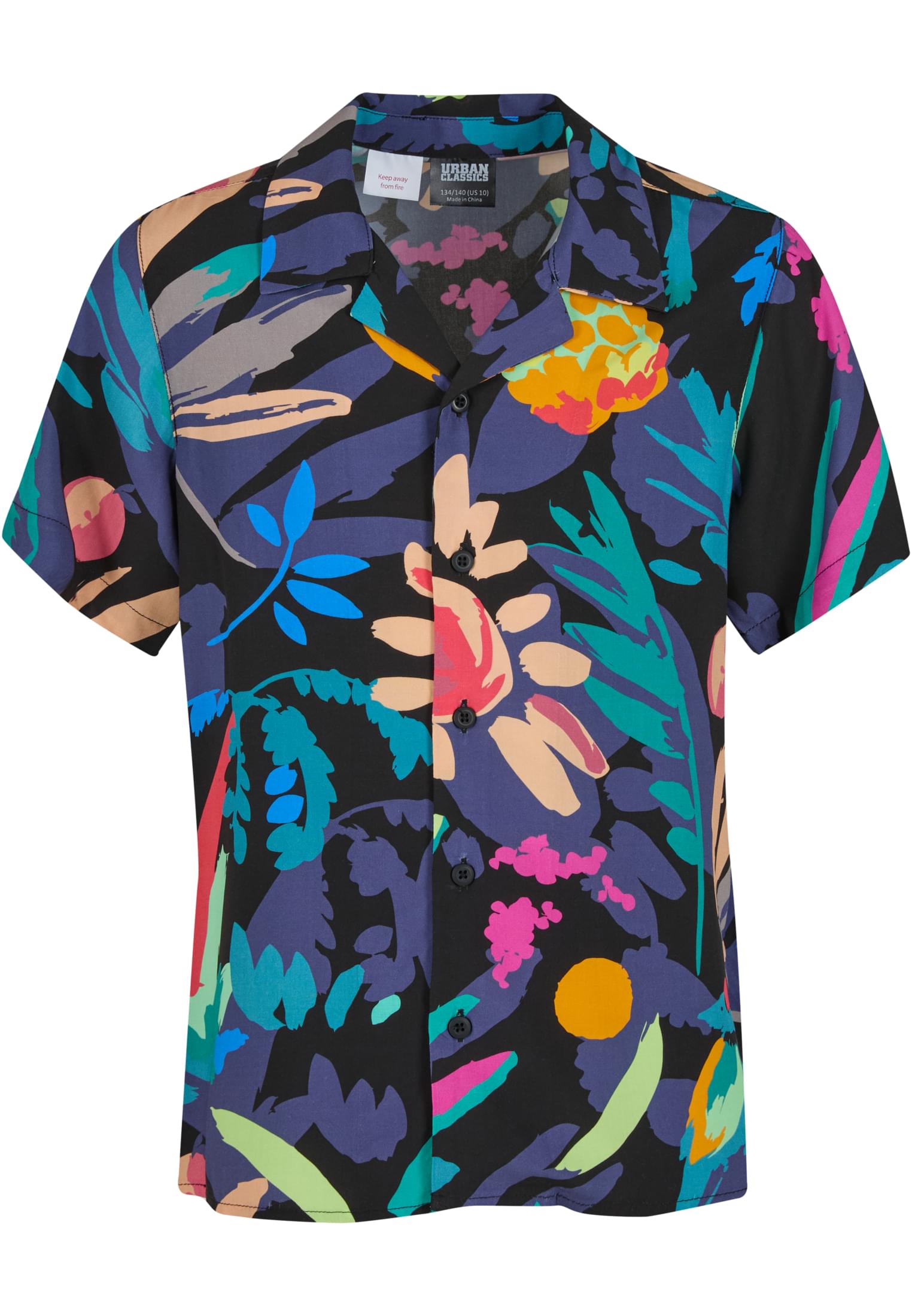 Urban Classics Kids Camicia Viscose AOP Resort blackfruity