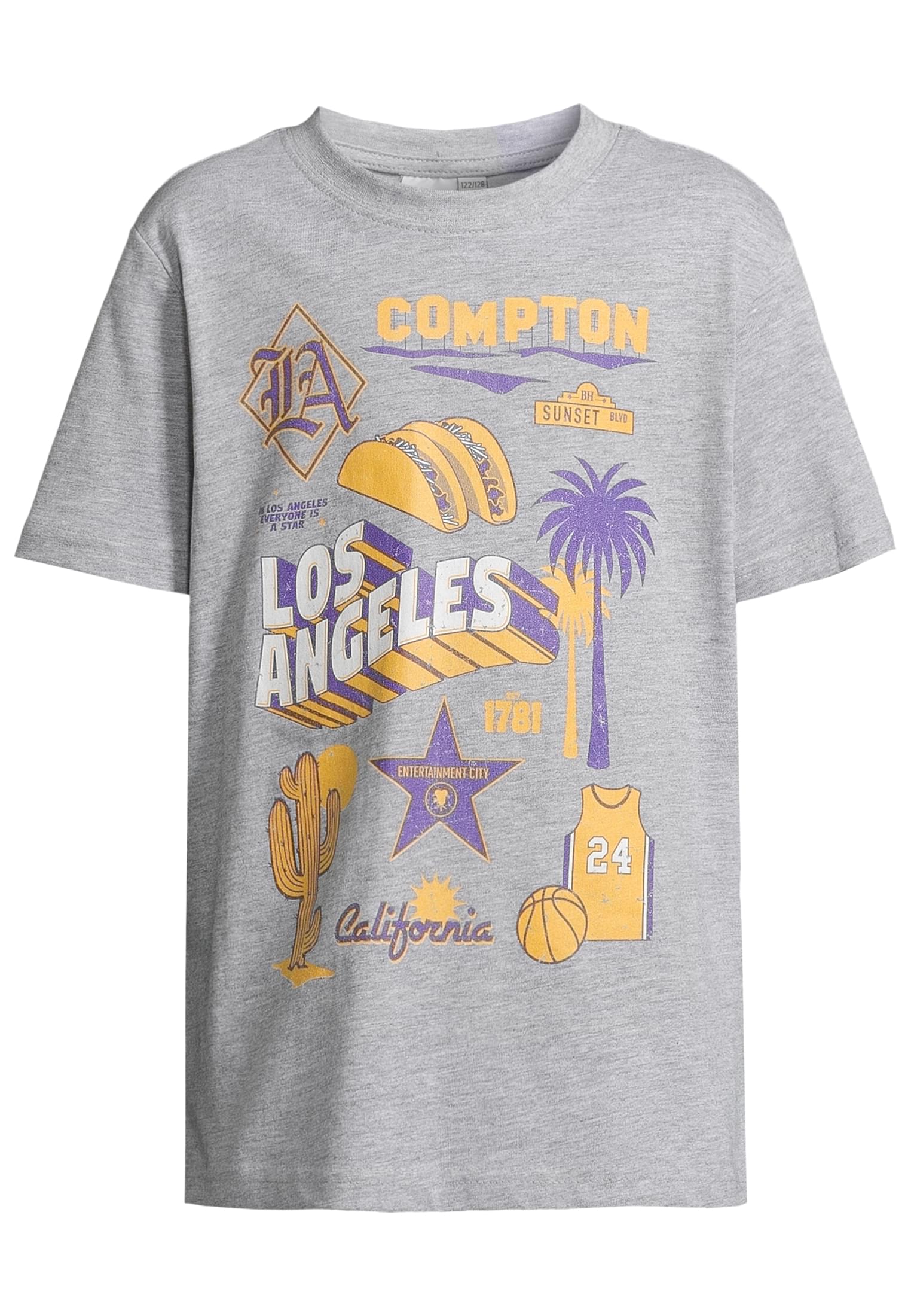 Urban Classics Kids Maglietta Pack kurzarm Los Angeles Compton white+heathergrey