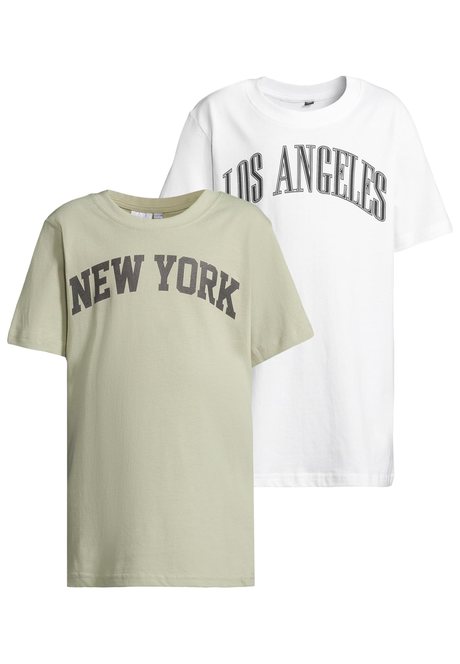 Urban Classics Maglietta Pack kurzarm New York Los Angeles College white+softsalvia