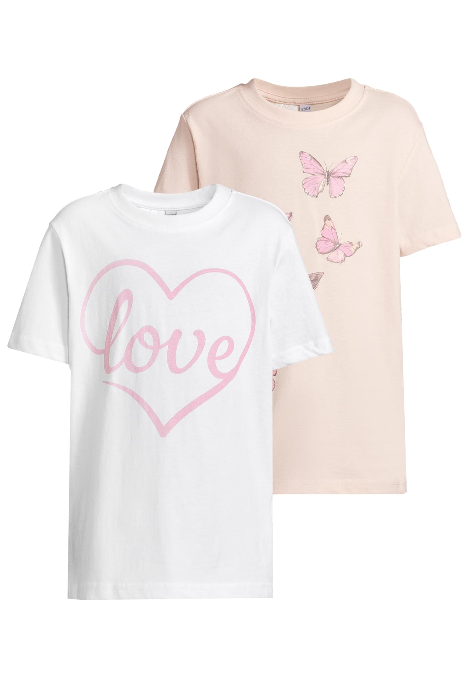 Urban Classics Maglietta Pack kurzarm Love Heart Flying Butterfly white+marshmallow