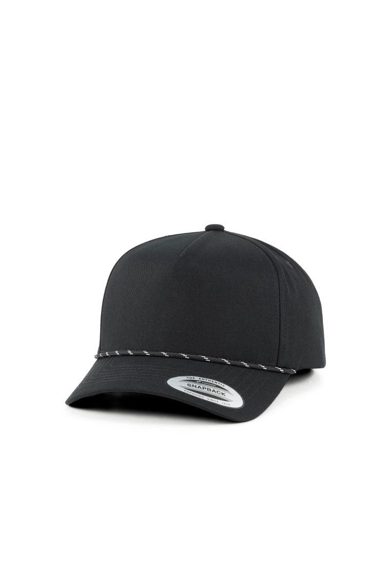 YP Classics® Retro Cotton Blend 5-Panel Snapback Cap with Braided Rope