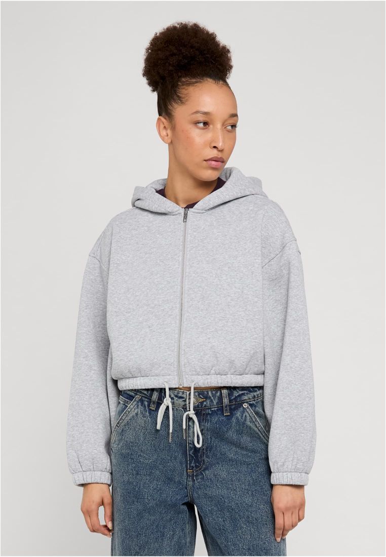 Ladies Fluffy Cropped Zip Hoodie