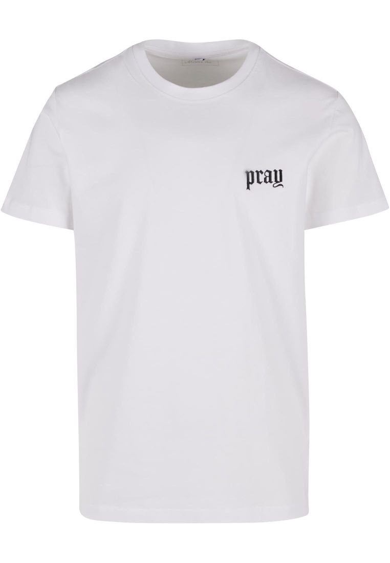 Pray Old English Wording EMB Tee -  - TTUMT3831 - 6