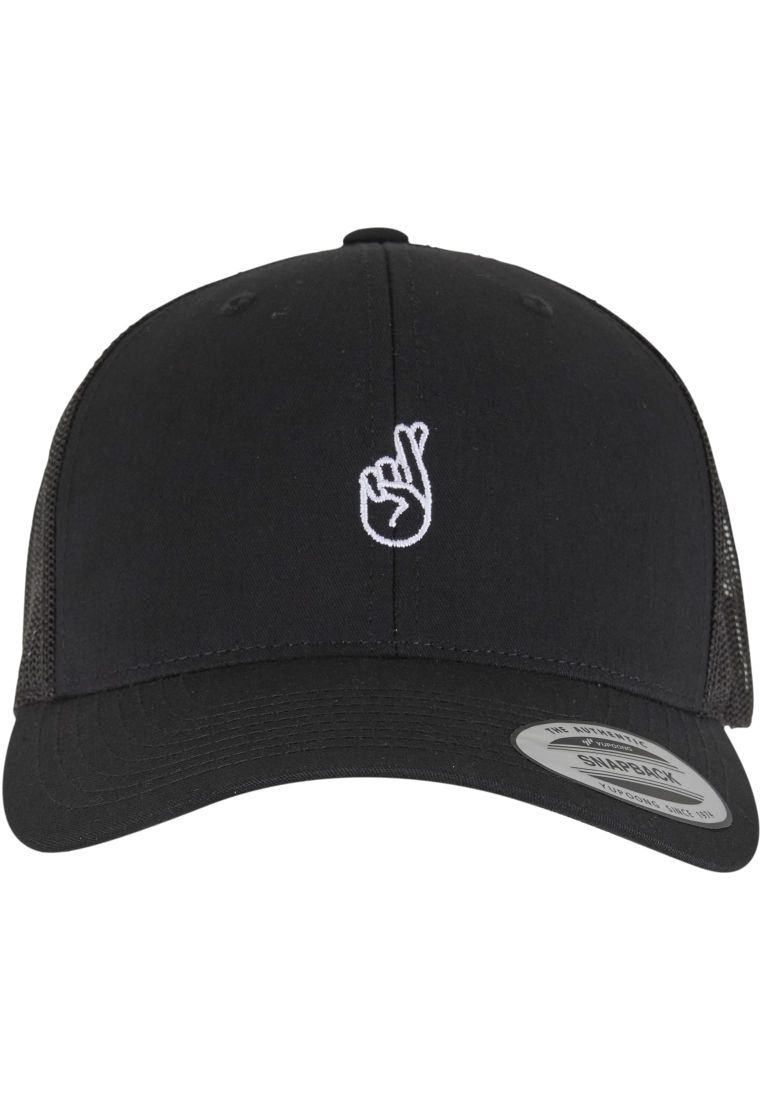 Crossed Fingers Handsign Retro Trucker Cap -  - TTUMT3941 - 2
