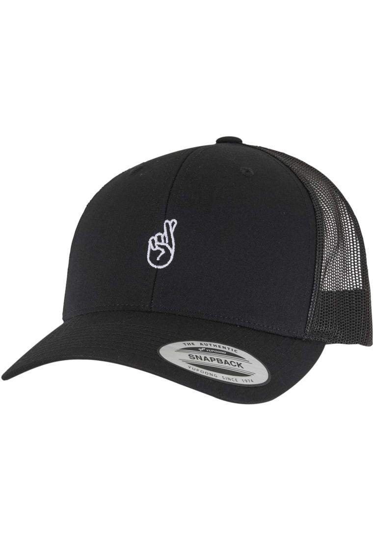 Crossed Fingers Handsign Retro Trucker Cap -  - TTUMT3941 - 6