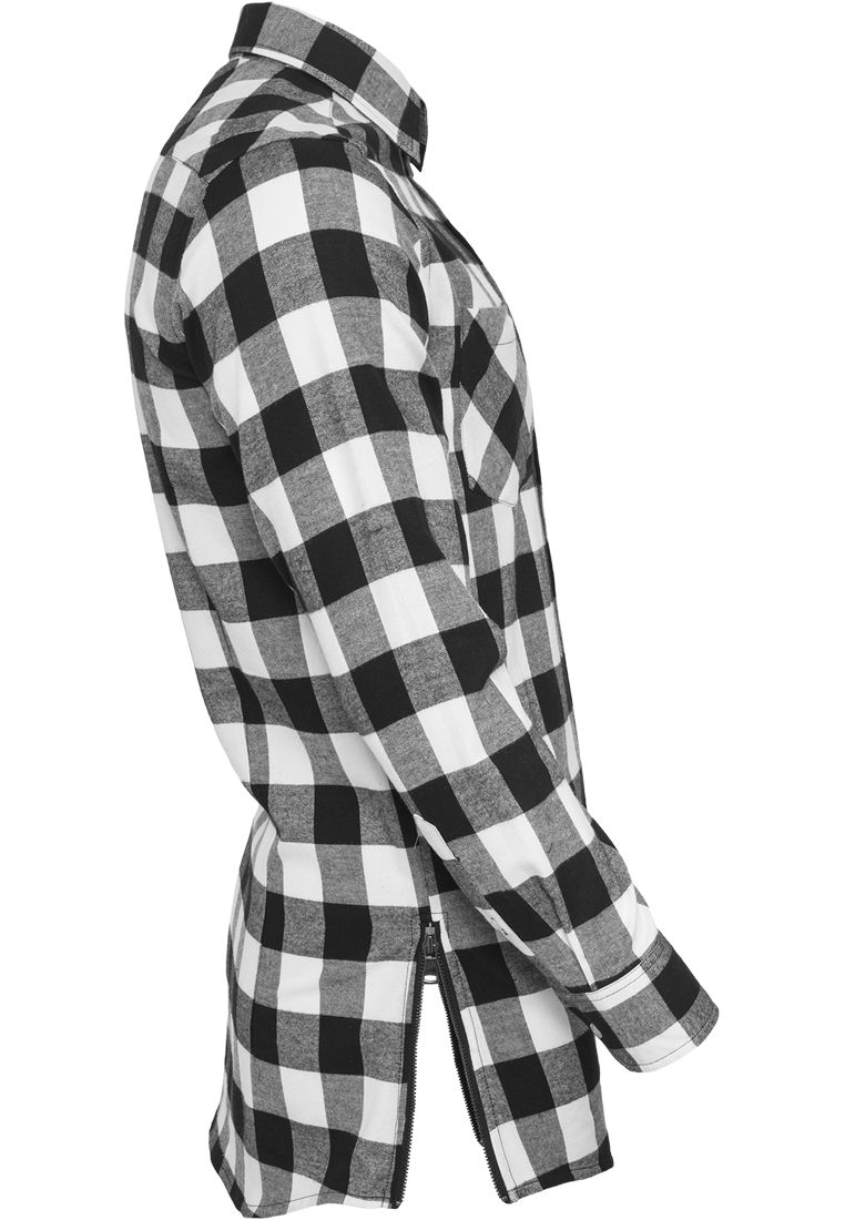 Side-Zip Shirt-TB1001 Flanell Checked Long
