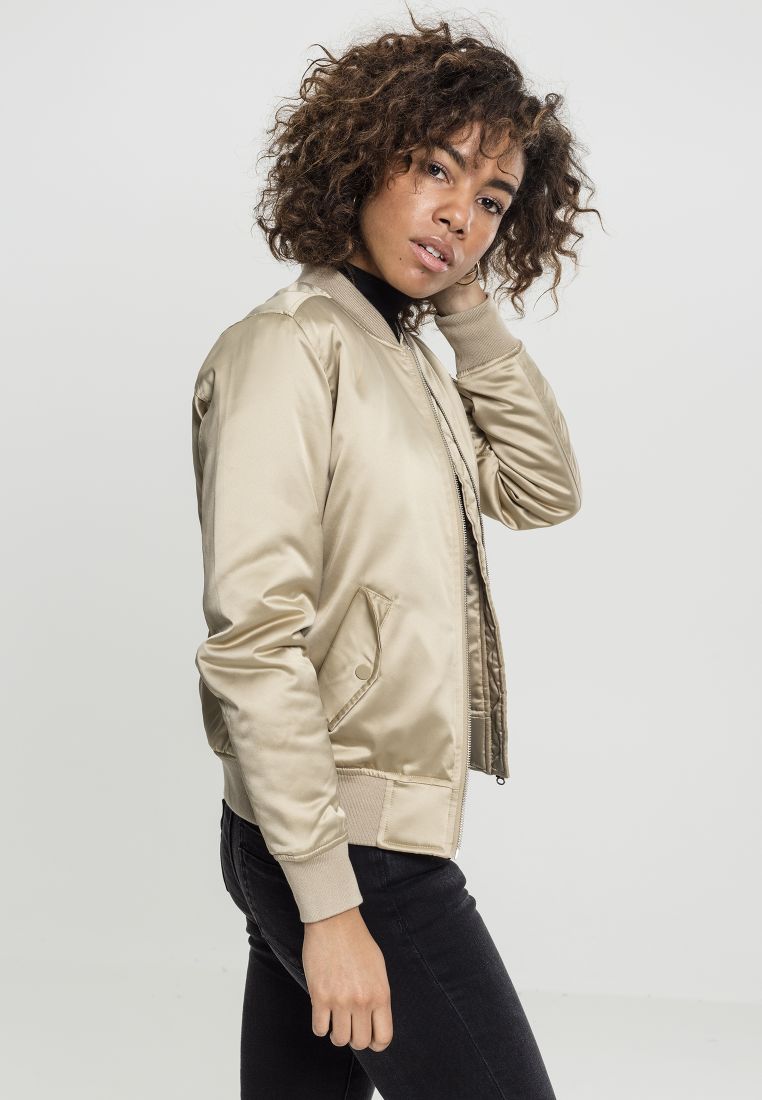 Urban Classics Ladies Satin Bomber Jacket babyblue -  -  Online Hip Hop Fashion Store