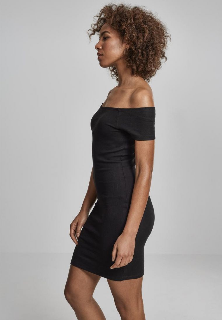 Ladies Off Shoulder Rib Dress - Naisten Shortsit, Hameet ja Mekot - TTUTB1501 - 36