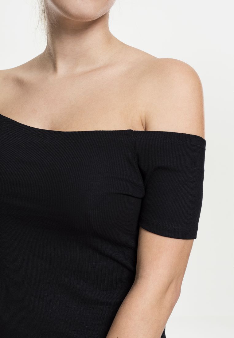 Ladies Off Shoulder Rib Dress - Naisten Shortsit, Hameet ja Mekot - TTUTB1501 - 38