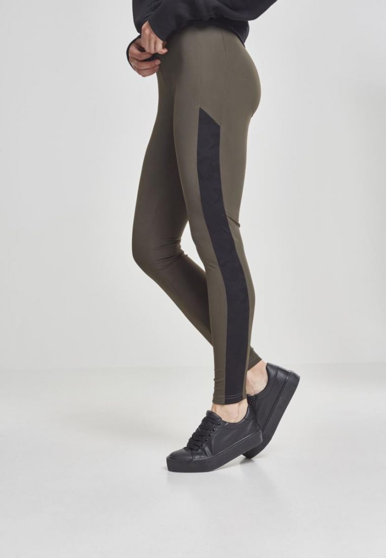 Spanx Textured Panel leggings high rise olive green black yoga slimming  size m