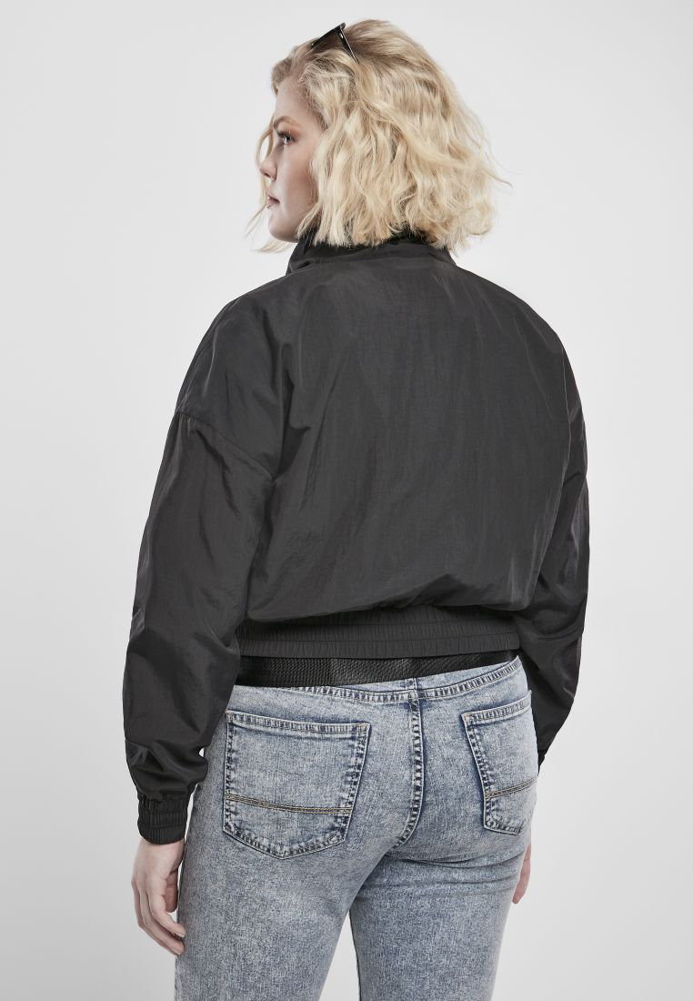 Ladies Cropped Nylon Crinkle Over Pull Jacket-TB3630