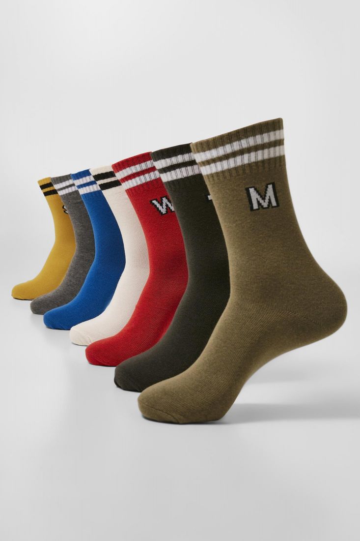 College Letter Socks 7-Pack-TB3741