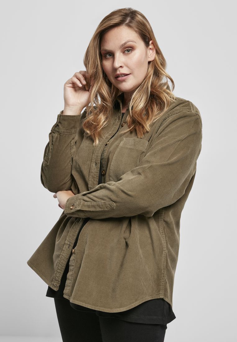 Ladies Corduroy Oversized Shirt - PLUS KOOT 3XL-6XL - TTUTB3755 - 304