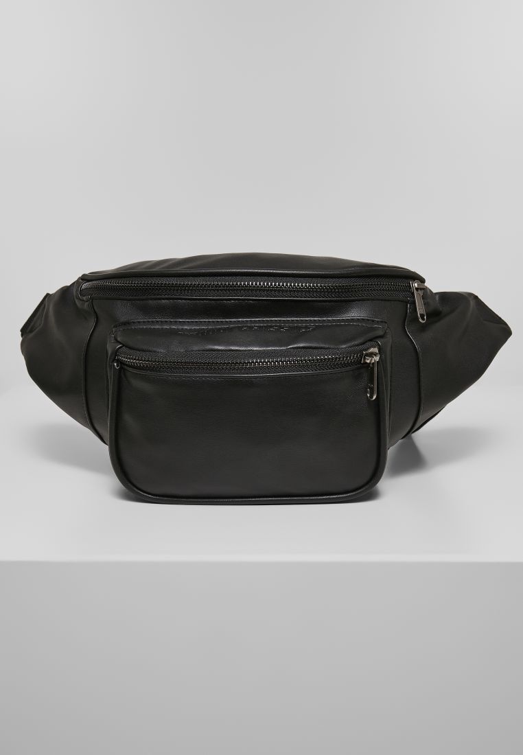 Synthetic Leather Double Zip Shoulder Bag