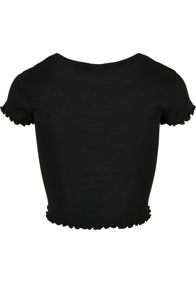 Ladies Cropped Button Up Rib Tee