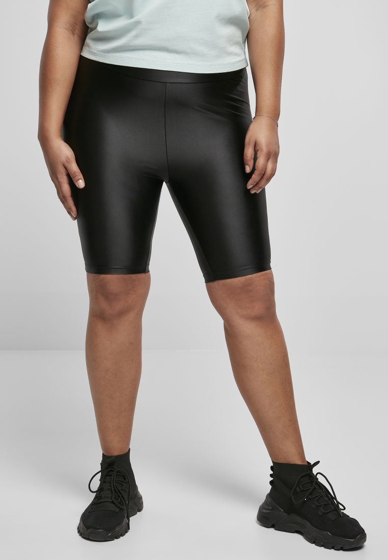 Ladies Shorts-TB4342 Cycle Metallic Highwaist Shiny