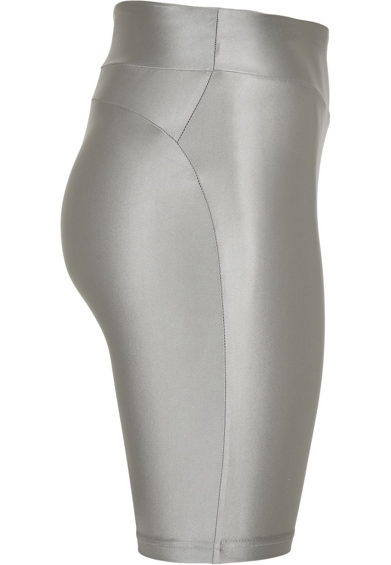 Ladies Highwaist Metallic Cycle Shorts-TB4342 Shiny