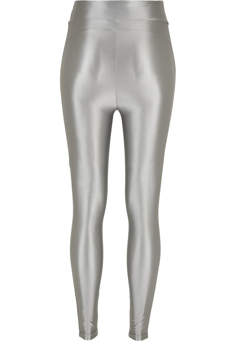 Urban Classics Ladies - High Waist Shiny Metalic Leggings - XS Silver