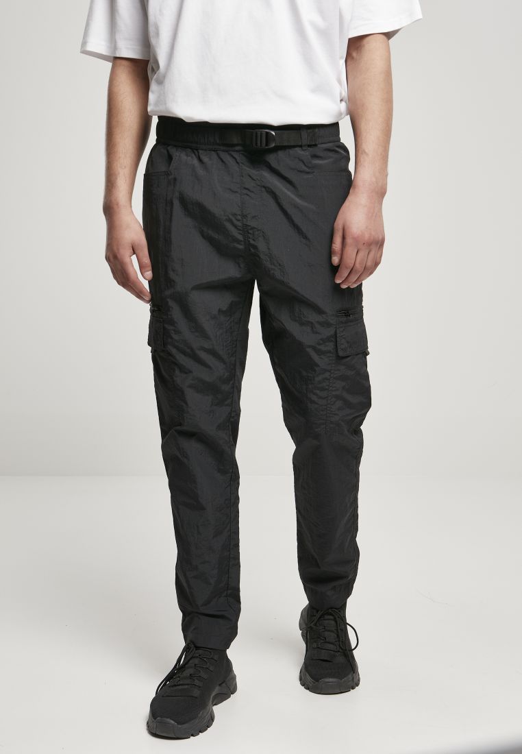 Only & Sons nylon cargo trousers with belt in black | ASOS