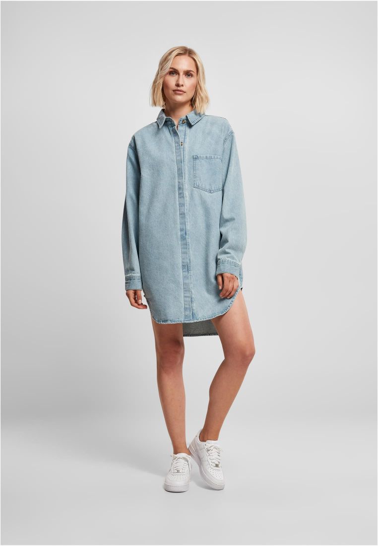 Ladies Oversized Denim Shirt Dress - Naisten Shortsit, Hameet ja Mekot - TTUTB4753 - 7
