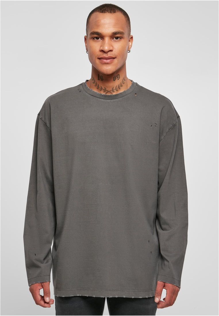 Oversized Distressed Longsleeve - Mens Crewnecks - TTUTB4968 - 1