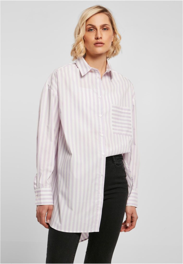 Ladies Oversized Stripe Shirt - Ladies Collar Shirts - TTUTB5041 - 1
