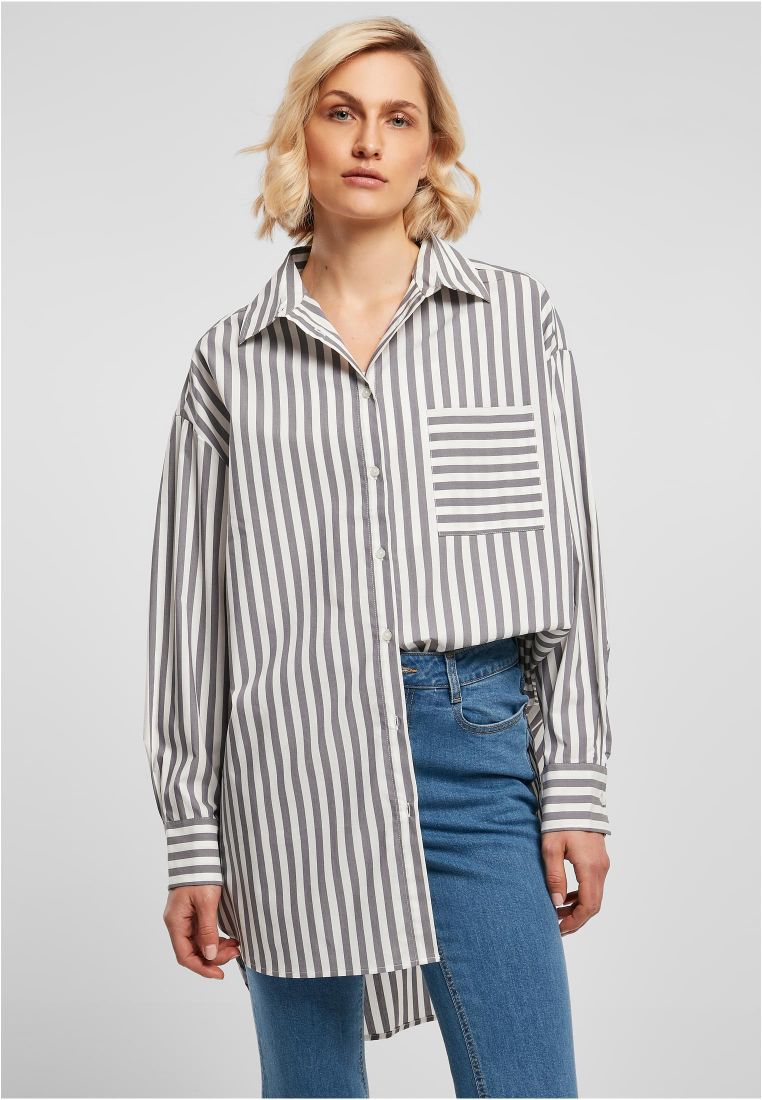 Ladies Oversized Stripe Shirt - Ladies Collar Shirts - TTUTB5041 - 301