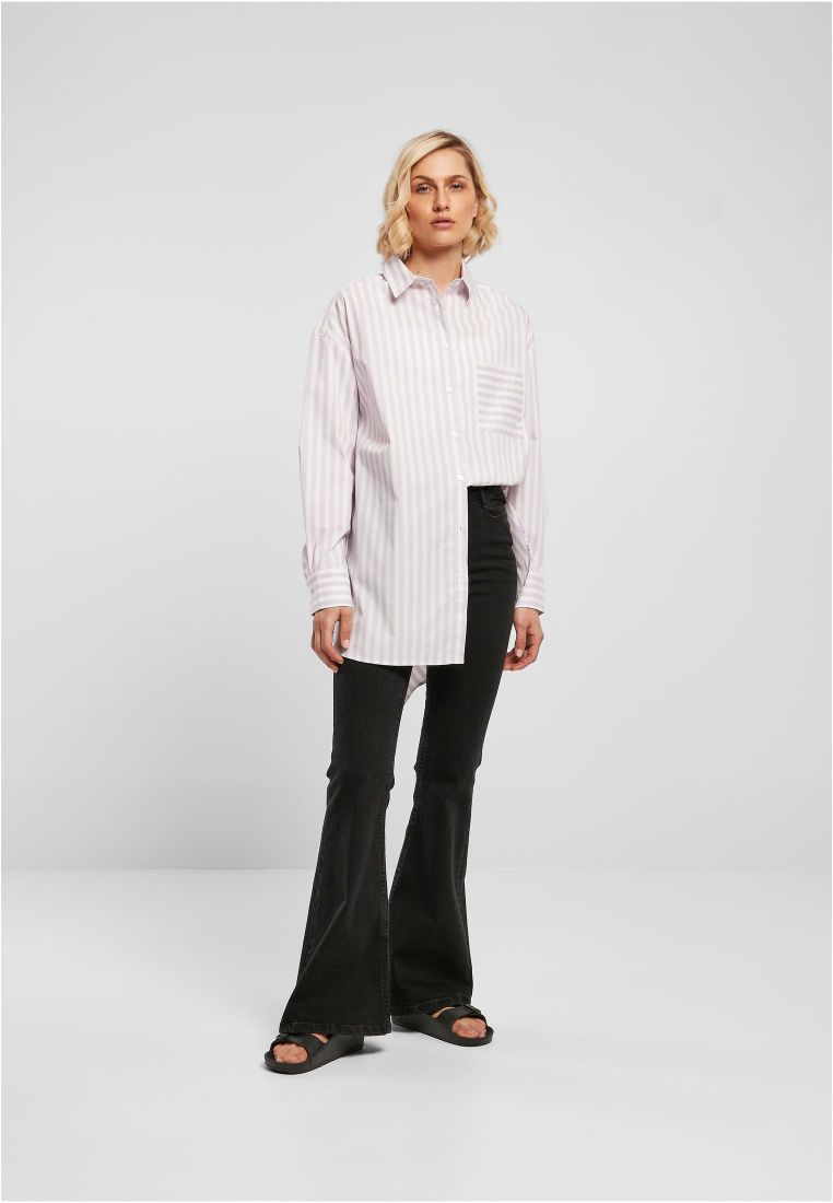 Ladies Oversized Stripe Shirt - Ladies Collar Shirts - TTUTB5041 - 7