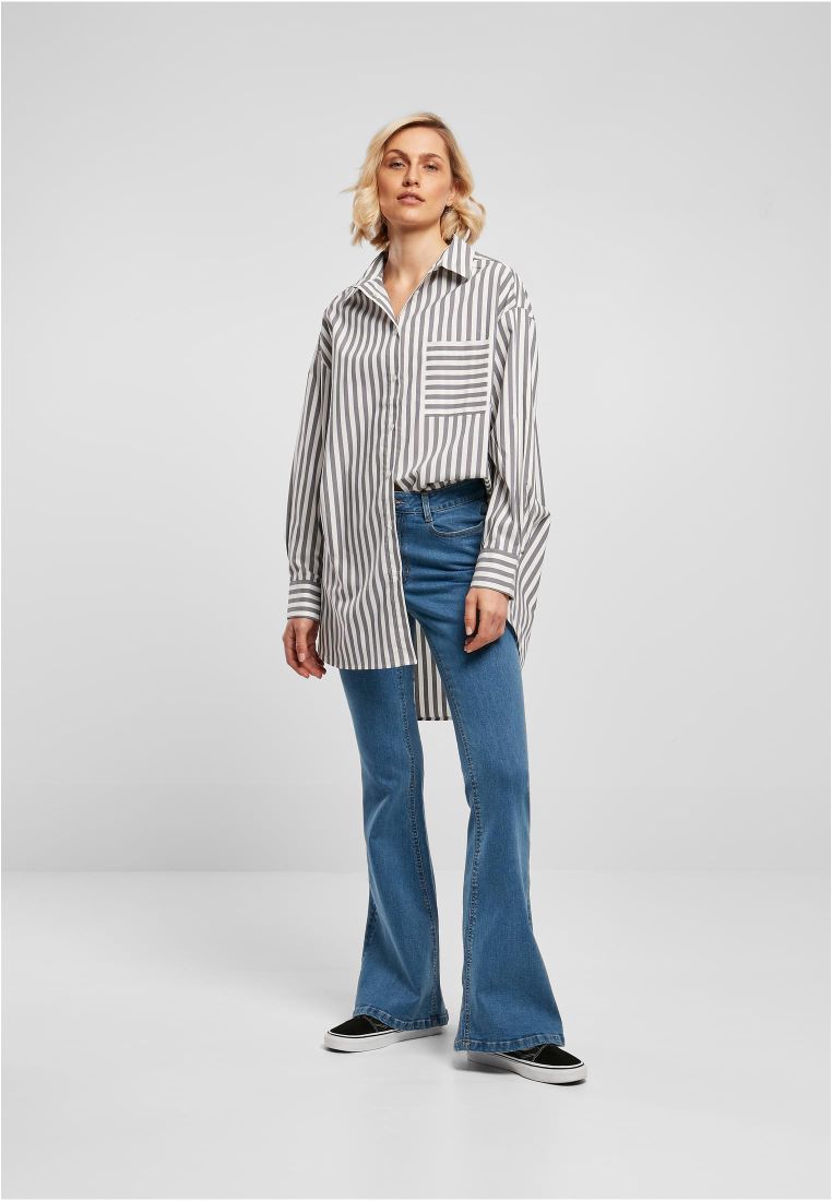 Ladies Oversized Stripe Shirt - Ladies Collar Shirts - TTUTB5041 - 308
