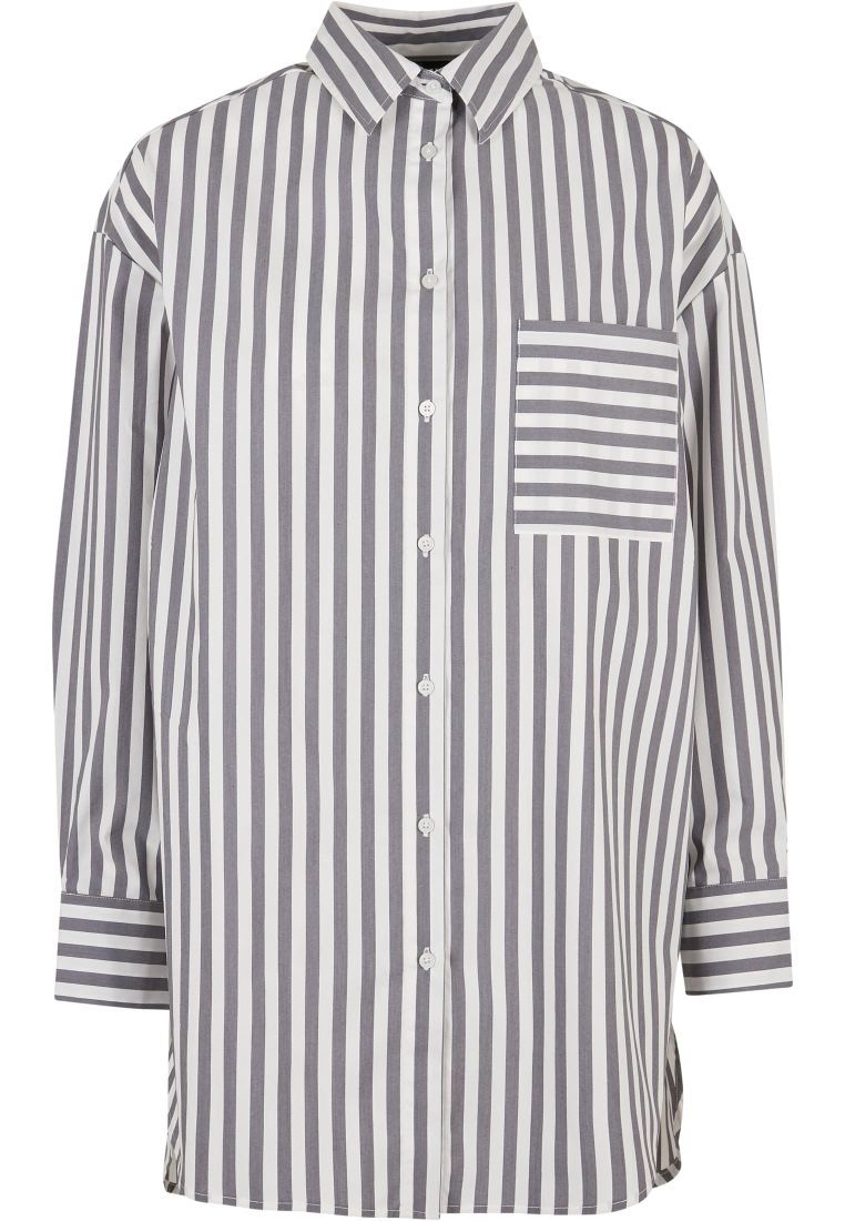 Ladies Oversized Stripe Shirt - Ladies Collar Shirts - TTUTB5041 - 309