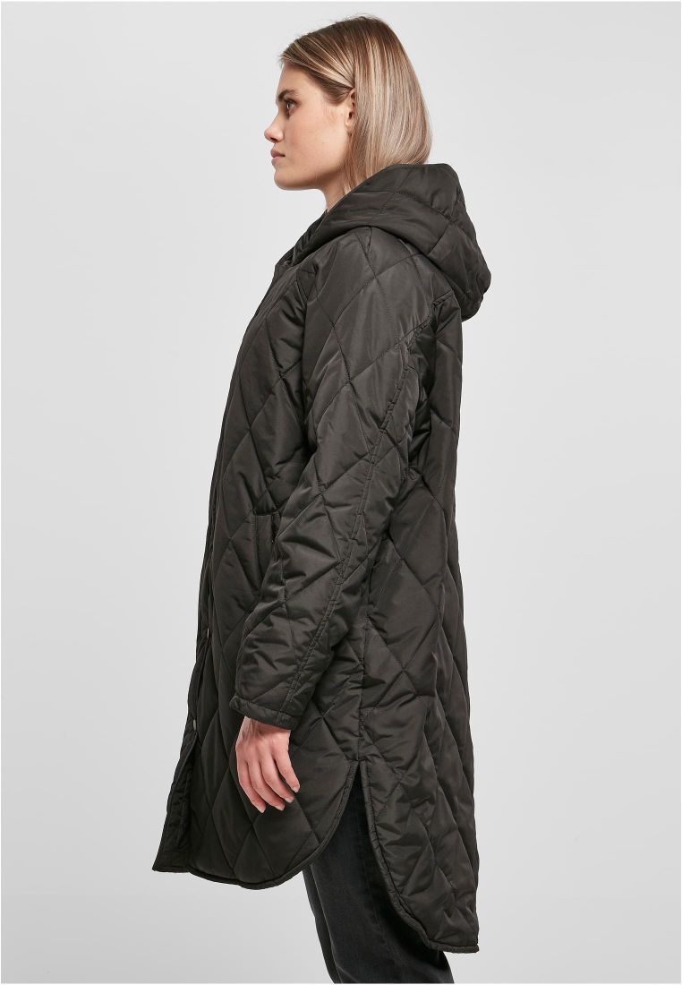 Ladies Oversized Diamond Quilted Hooded Coat - Naisten Takit - TTUTB5074 - 4