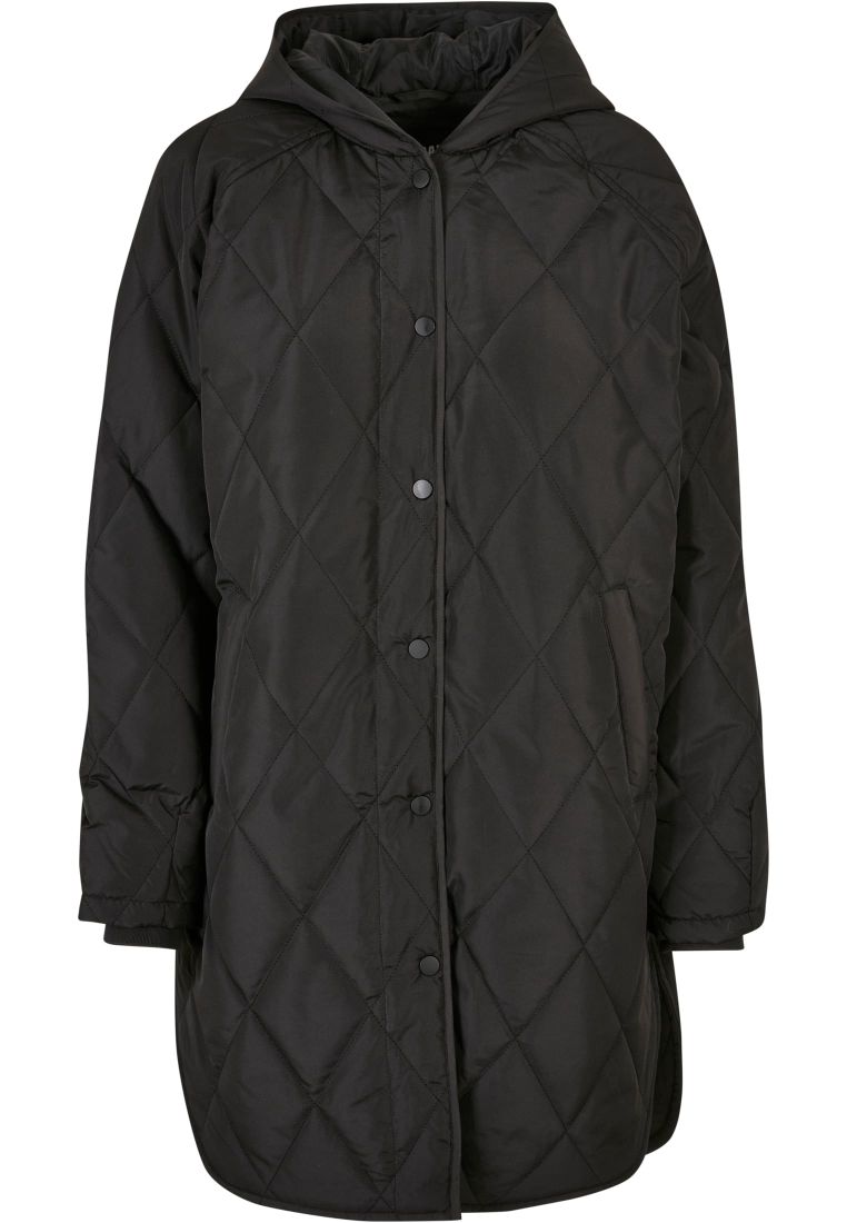 Ladies Oversized Diamond Quilted Hooded Coat - Naisten Takit - TTUTB5074 - 8