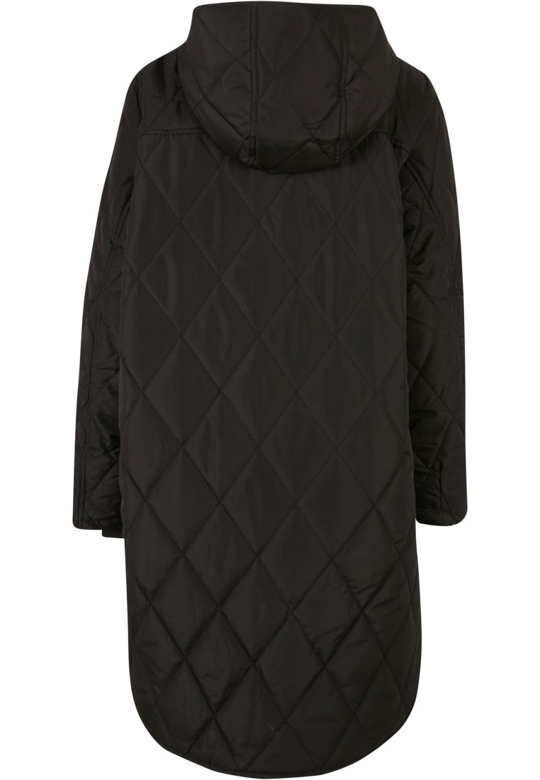 Ladies Oversized Diamond Quilted Hooded Coat - Naisten Takit - TTUTB5074 - 9
