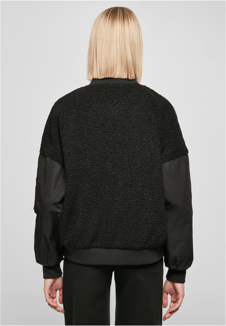 Ladies Oversized Sherpa Mixed Bomber Jacket - Naisten Takit - TTUTB5081 - 5