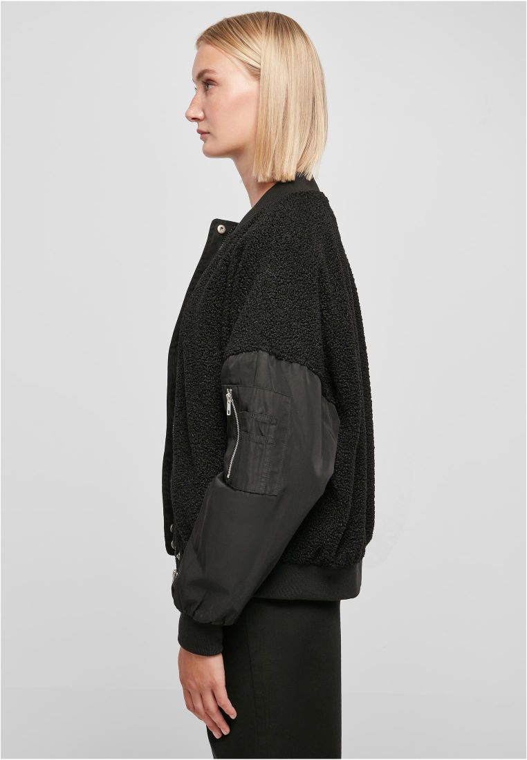 Ladies Oversized Sherpa Mixed Bomber Jacket - Naisten Takit - TTUTB5081 - 4