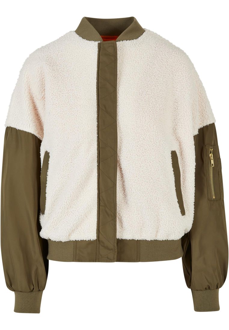 Ladies Oversized Sherpa Mixed Bomber Jacket - Naisten Takit - TTUTB5081 - 309