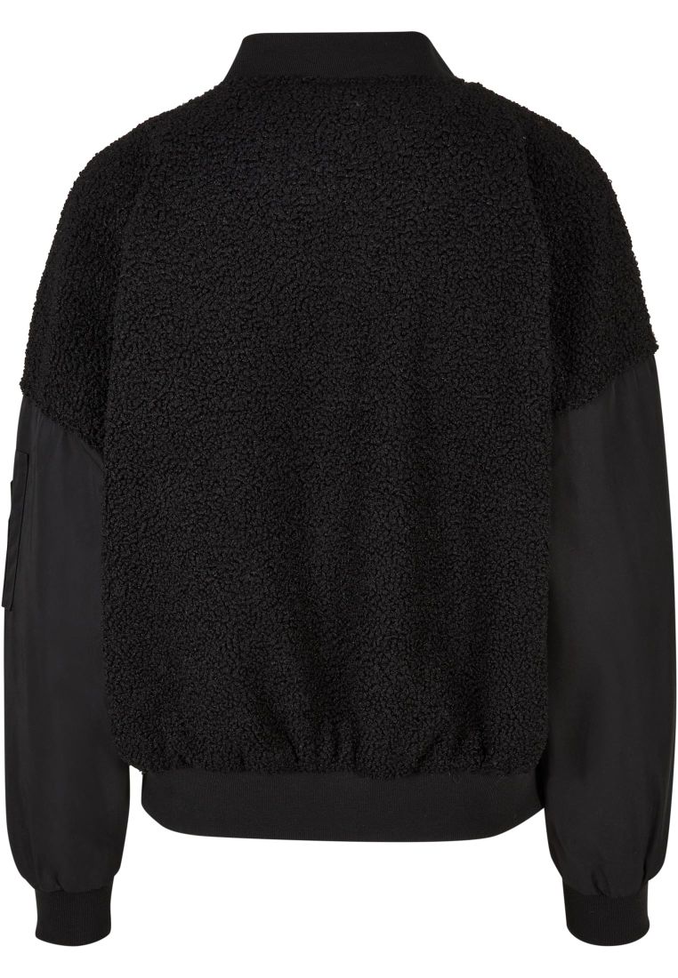 Ladies Oversized Sherpa Mixed Bomber Jacket - Naisten Takit - TTUTB5081 - 9