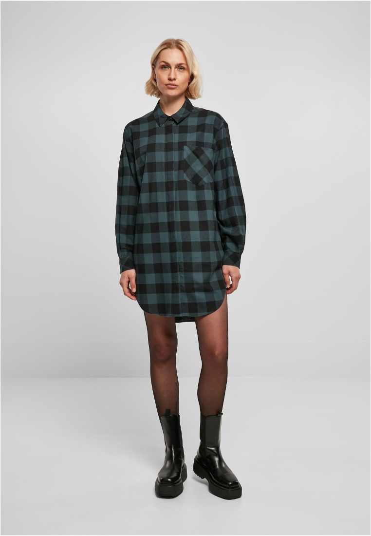 Ladies Oversized Check Flannel Shirt Dress - Naisten Shortsit, Hameet ja Mekot - TTUTB5087 - 581