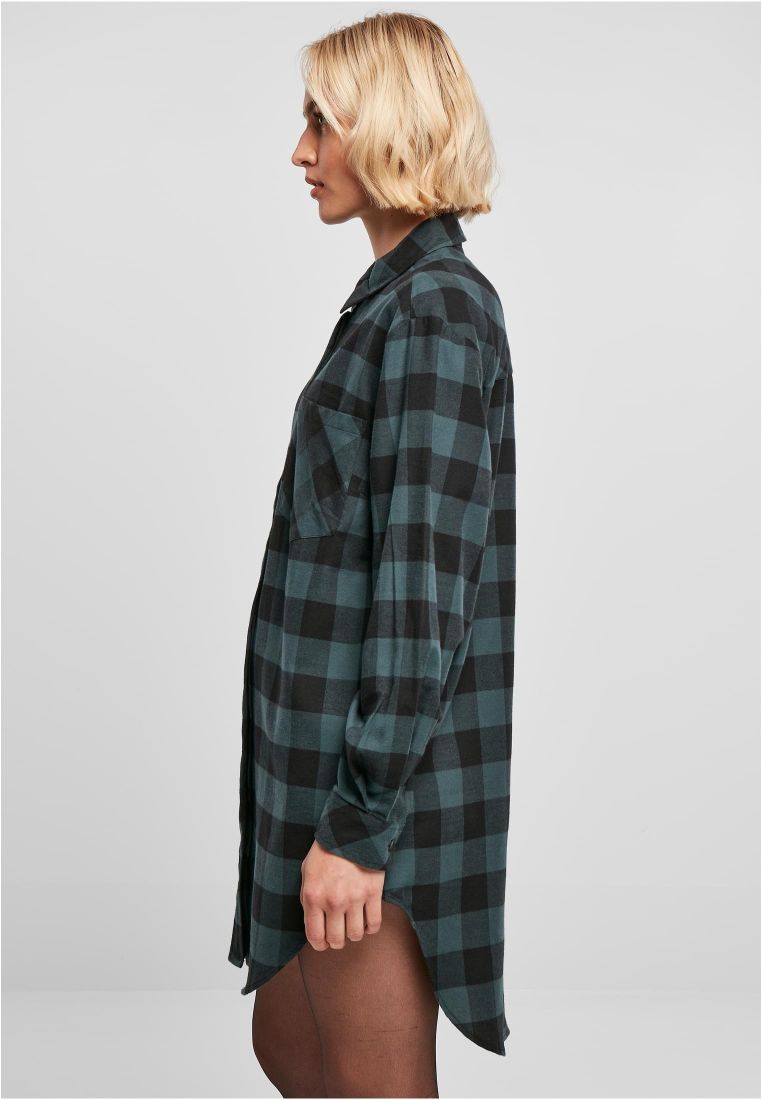 Ladies Oversized Check Flannel Shirt Dress - Naisten Shortsit, Hameet ja Mekot - TTUTB5087 - 575