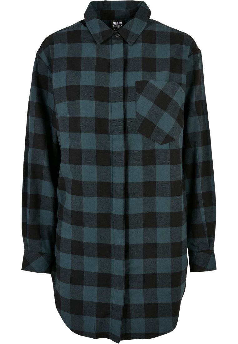 Ladies Oversized Check Flannel Shirt Dress - Naisten Shortsit, Hameet ja Mekot - TTUTB5087 - 583