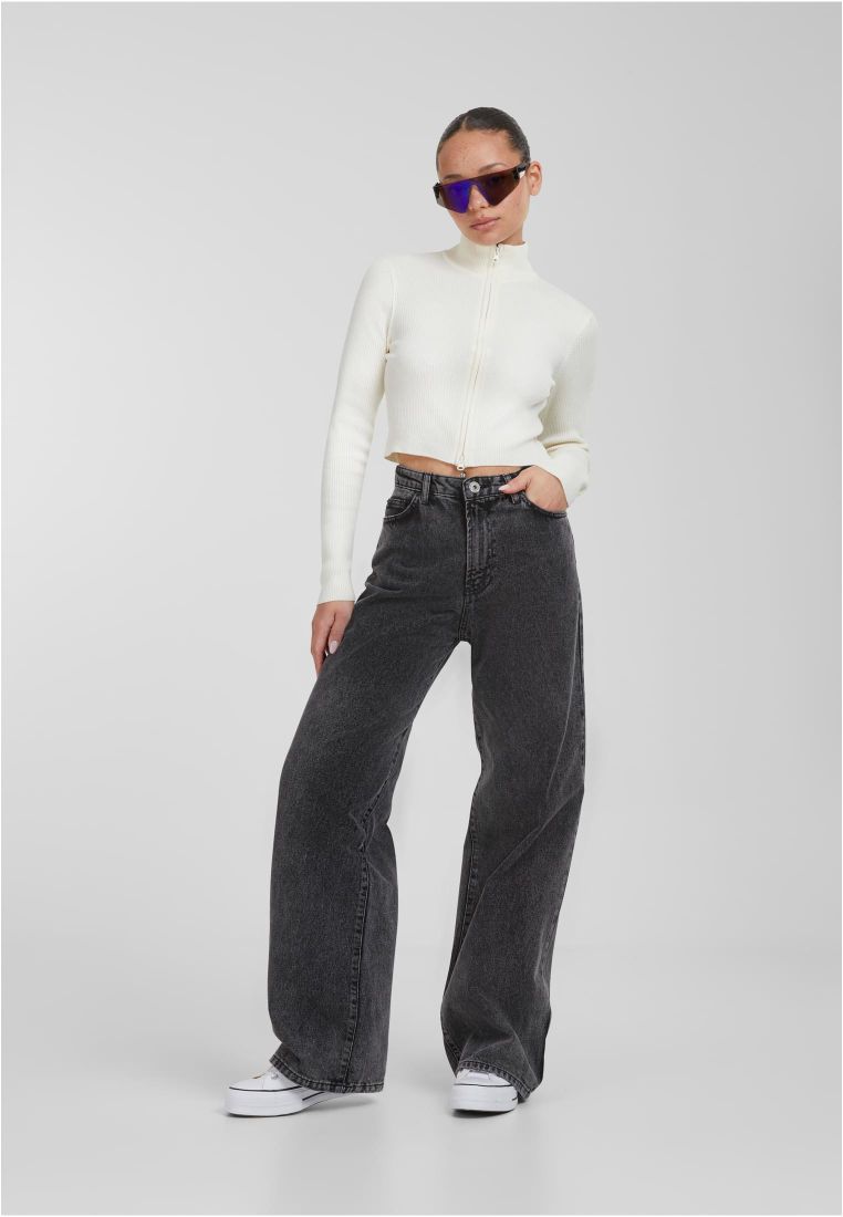 Ladies Cropped Rib Knit Zip Cardigan - Ladies Crewnecks and College Jackets - TTUTB5089 - 307