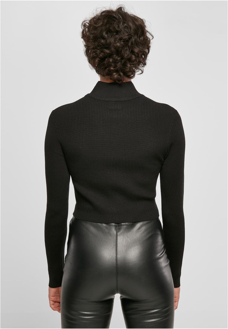 Ladies Cropped Rib Knit Zip Cardigan - Ladies Crewnecks and College Jackets - TTUTB5089 - 5