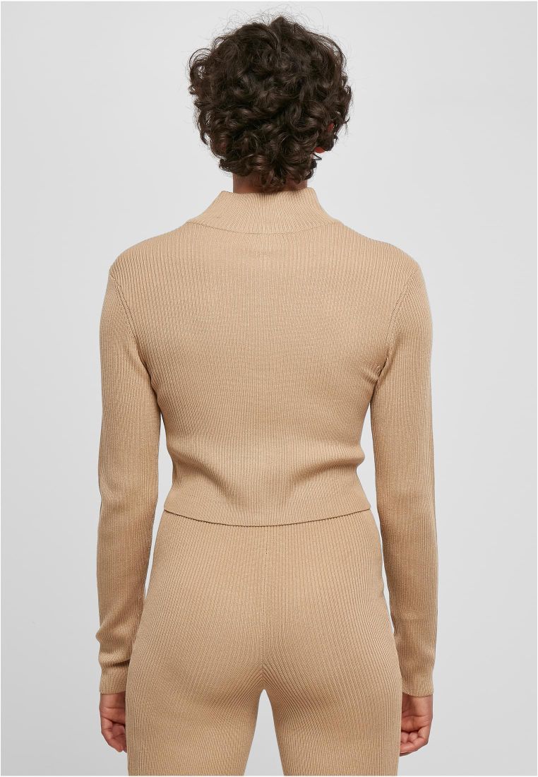 Ladies Cropped Rib Knit Zip Cardigan - Ladies Crewnecks and College Jackets - TTUTB5089 - 576