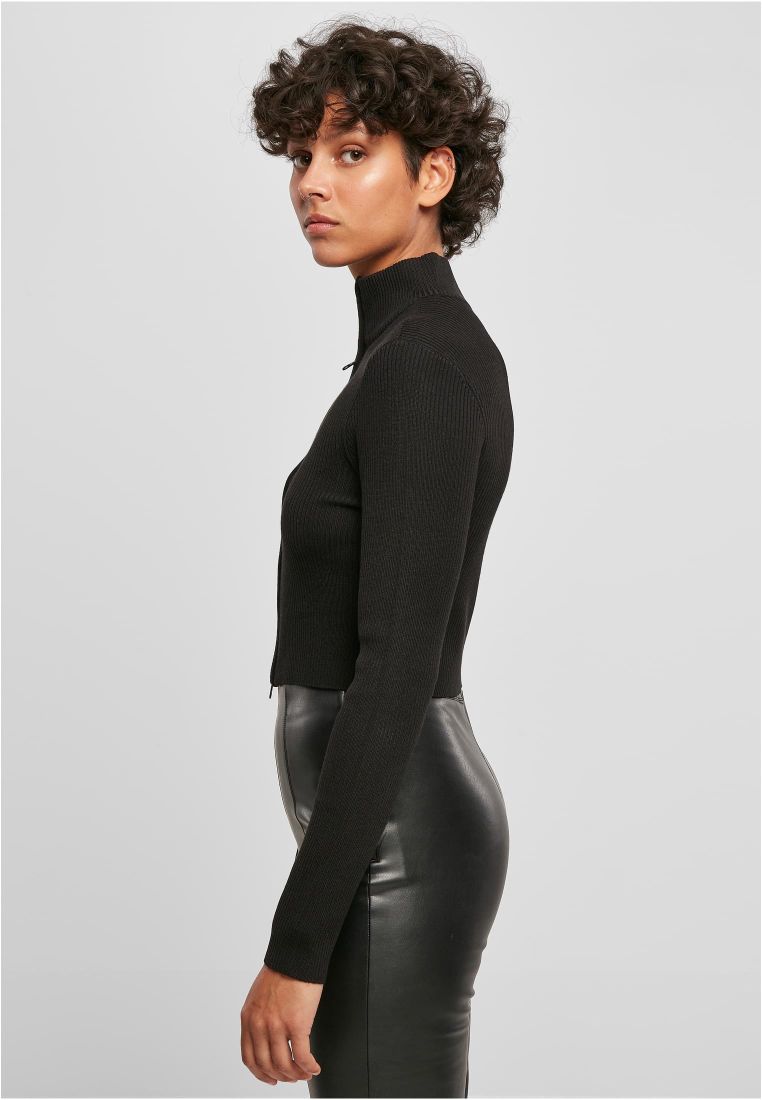 Ladies Cropped Rib Knit Zip Cardigan - Ladies Crewnecks and College Jackets - TTUTB5089 - 4