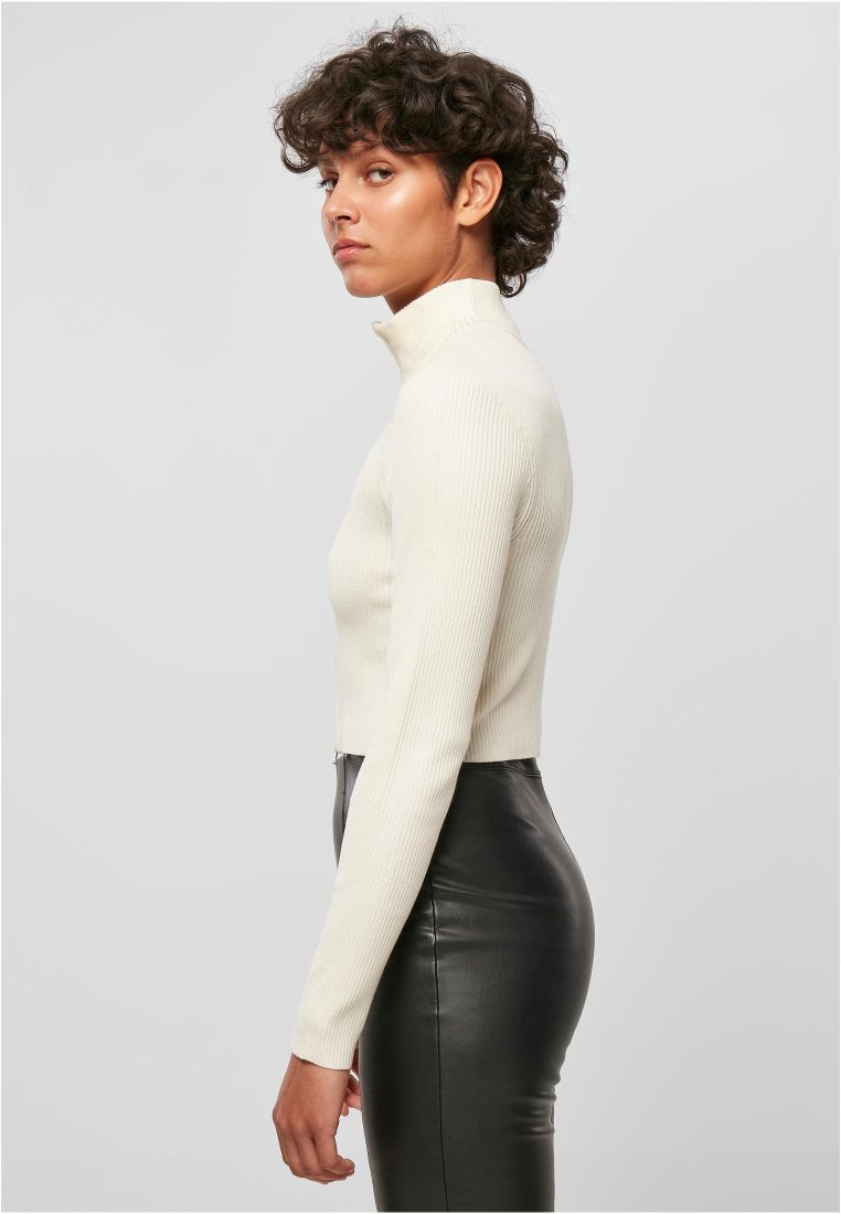 Ladies Cropped Rib Knit Zip Cardigan - Ladies Crewnecks and College Jackets - TTUTB5089 - 304